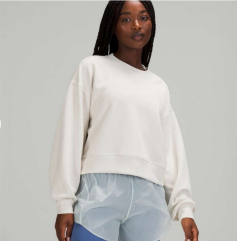 Lululemon Perfectly Oversized Cropped Crew *Softstreme | White Opal | 8